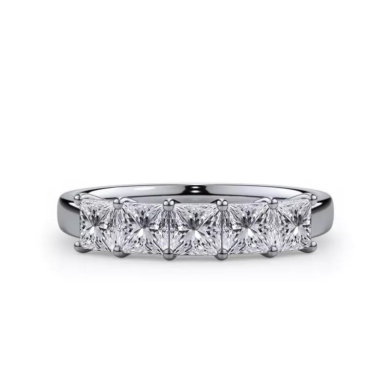 18K White Gold Princess Cut Diamond 5 Stone Ring (1.00 ct. tw.)