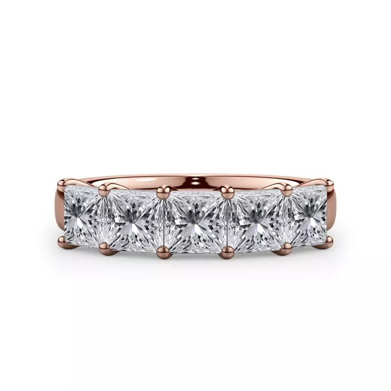 14K Rose Gold Princess Cut Diamond 5 Stone Ring (2.00 ct. tw.)