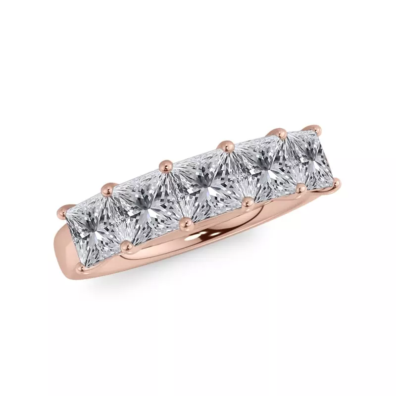 14K Rose Gold Princess Cut Diamond 5 Stone Ring (2.00 ct. tw.)