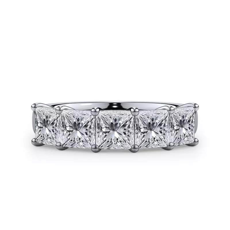 18K White Gold Princess Cut Lab Diamond 5 Stone Ring (2.50 ct. tw.)