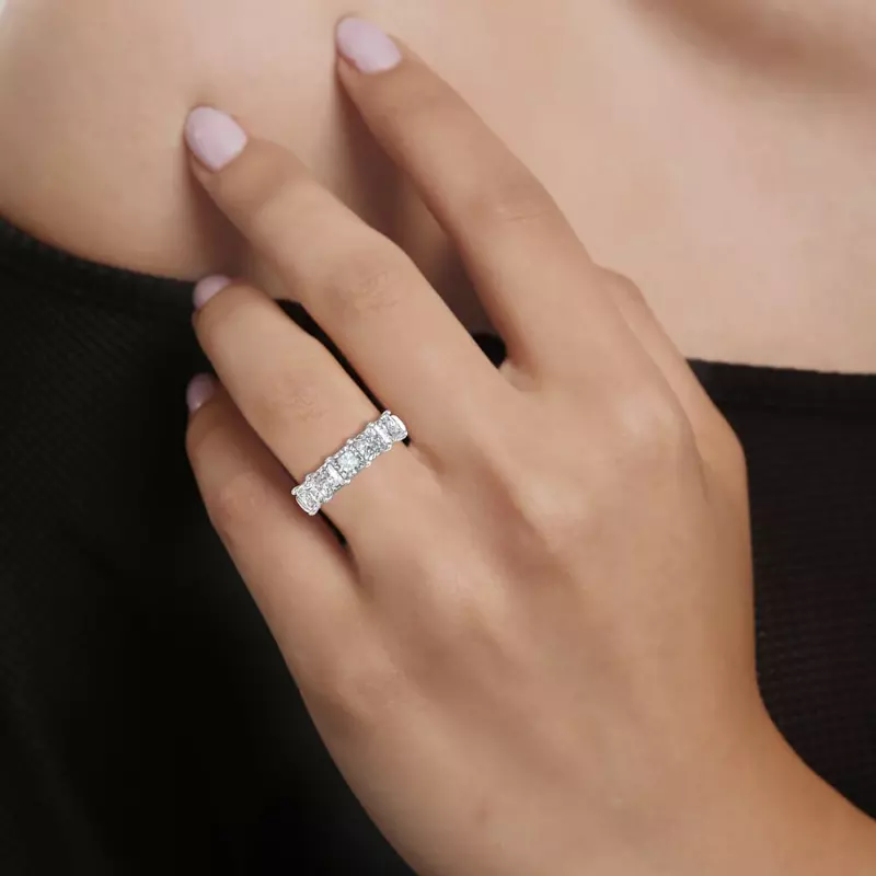 18K White Gold Princess Cut Lab Diamond 5 Stone Ring (2.50 ct. tw.)
