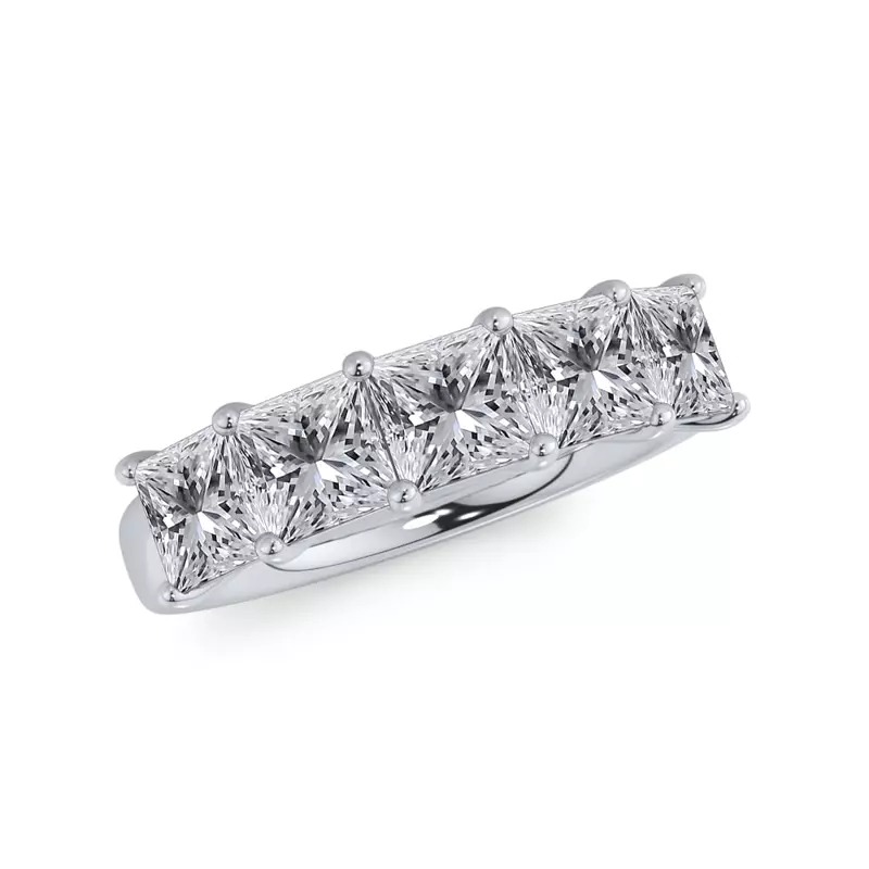 18K White Gold Princess Cut Lab Diamond 5 Stone Ring (2.50 ct. tw.)