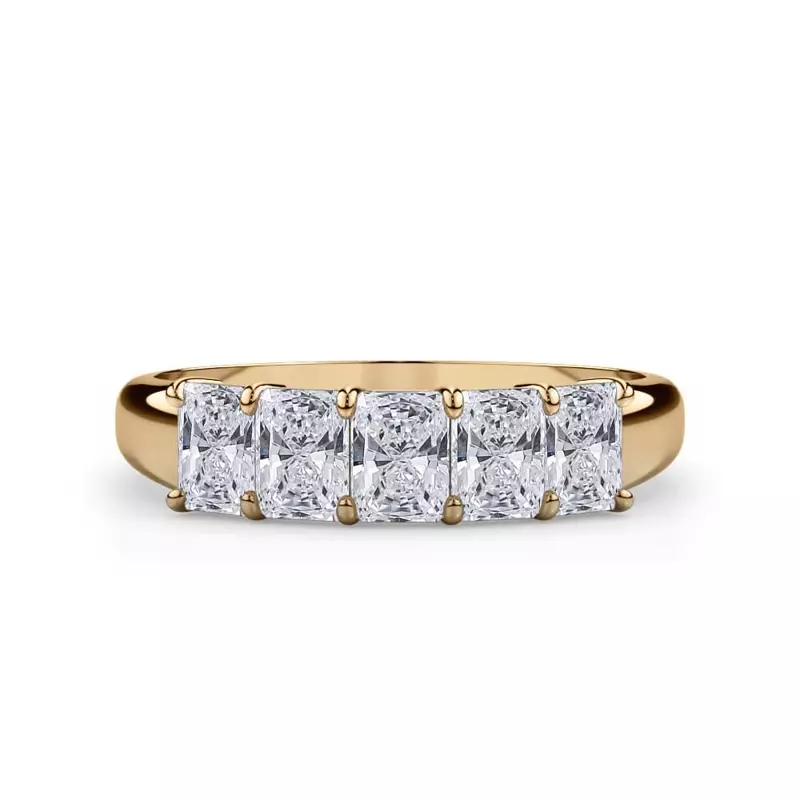14K Yellow Gold Radiant Cut Lab Diamond 5 Stone Ring (1.00 ct. tw.)