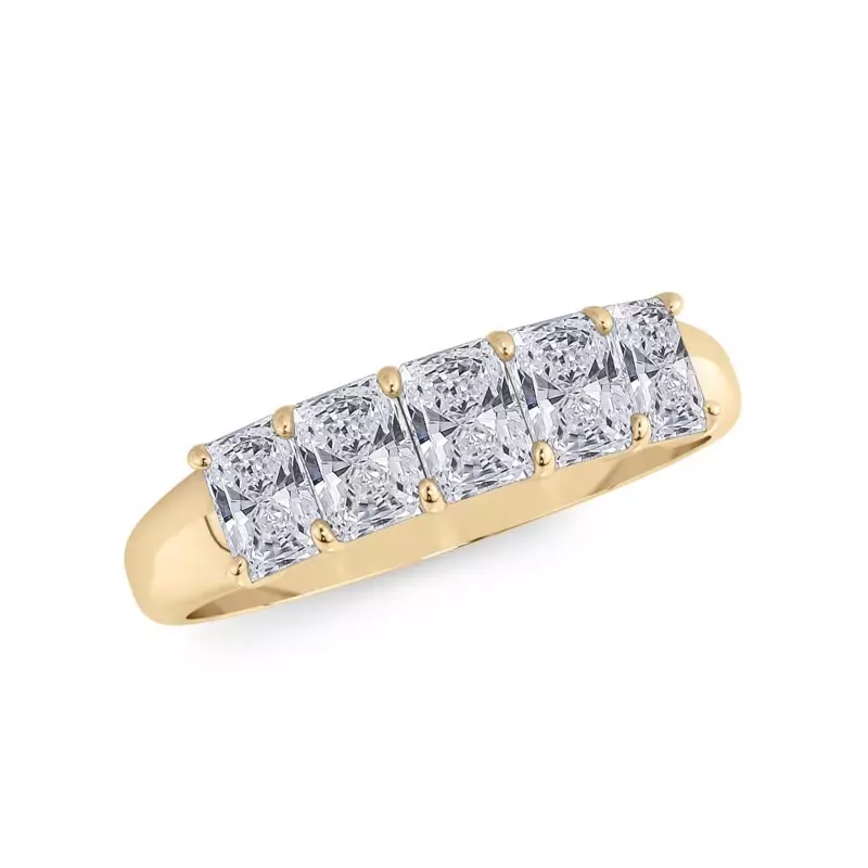 14K Yellow Gold Radiant Cut Lab Diamond 5 Stone Ring (1.00 ct. tw.)