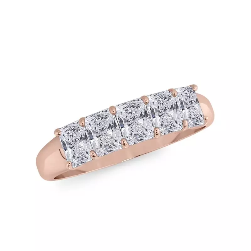 18K Rose Gold Radiant Cut Lab Diamond 5 Stone Ring (1.00 ct. tw.)