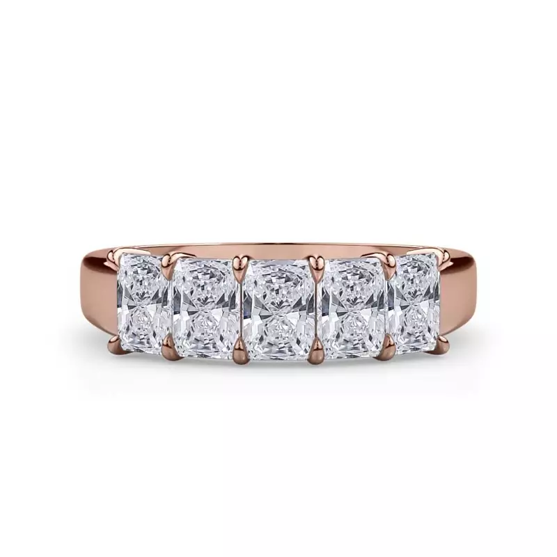 18K Rose Gold Radiant Cut Diamond 5 Stone Ring (1.50 ct. tw.)