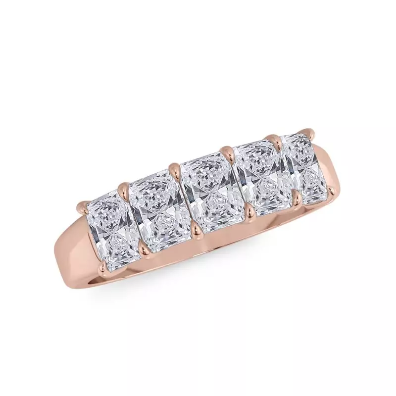 18K Rose Gold Radiant Cut Diamond 5 Stone Ring (1.50 ct. tw.)