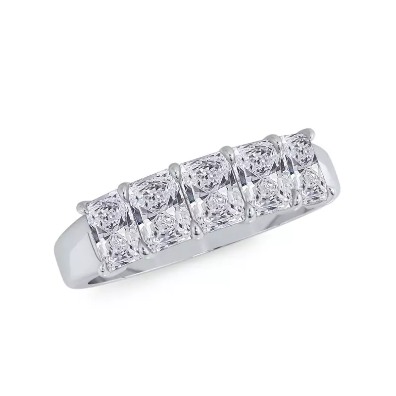 18K White Gold Radiant Cut Diamond 5 Stone Ring (1.50 ct. tw.)