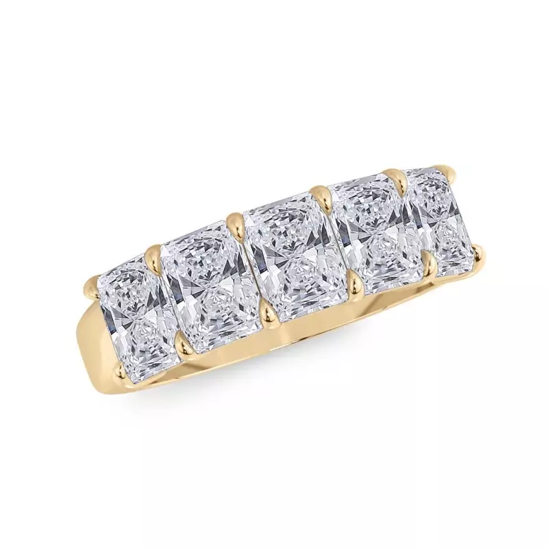 14K Yellow Gold Radiant Cut Lab Diamond 5 Stone Ring (2.50 ct. tw.)
