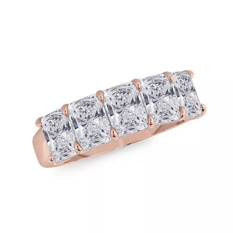 18K Rose Gold Radiant Cut Lab Diamond 5 Stone Ring (2.50 ct. tw.)
