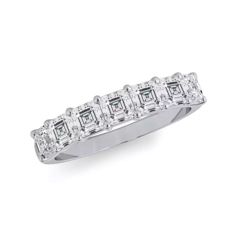 14K White Gold Asscher Cut Lab Diamond 7 Stone Ring (1.00 ct. tw.)