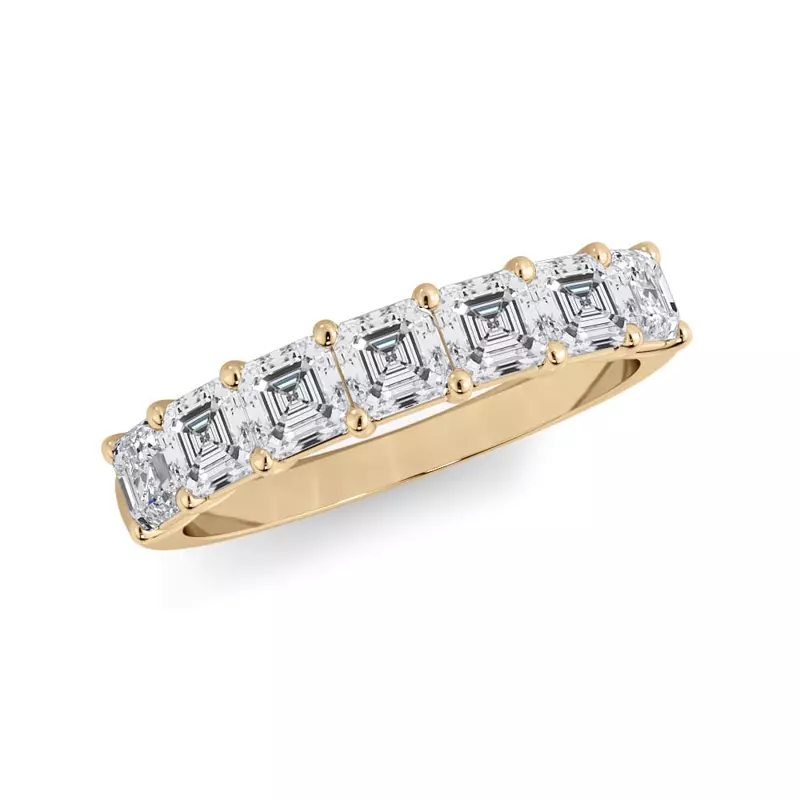 14K Yellow Gold Asscher Cut Diamond 7 Stone Ring (1.00 ct. tw.)