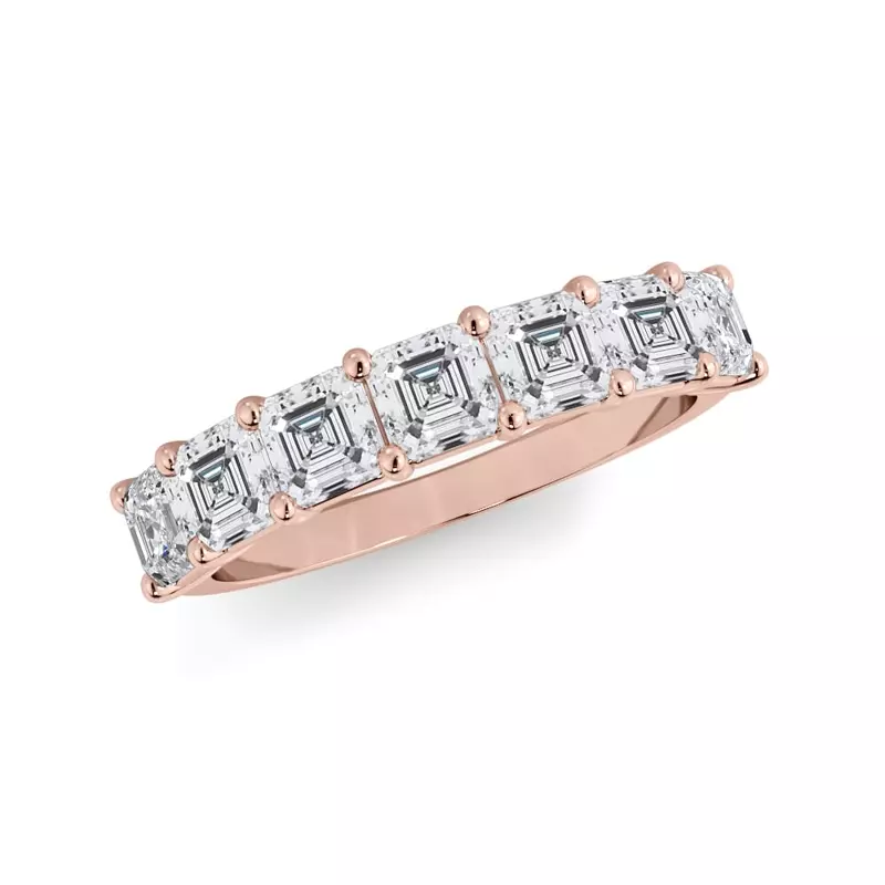 14K Rose Gold Asscher Cut Lab Diamond 7 Stone Ring (1.50 ct. tw.)