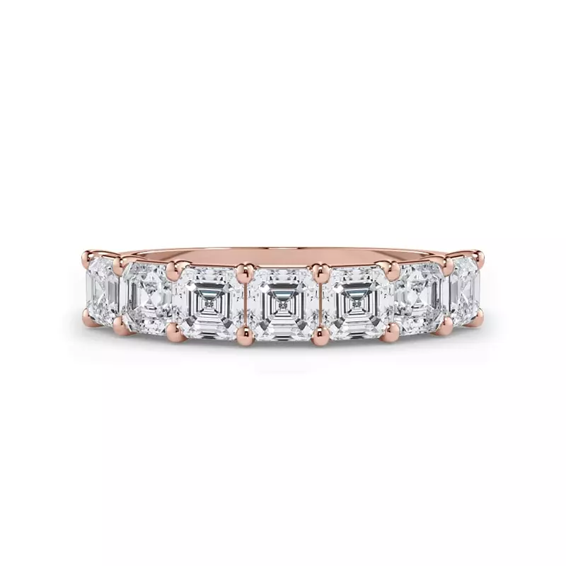 18K Rose Gold Asscher Cut Lab Diamond 7 Stone Ring (1.50 ct. tw.)
