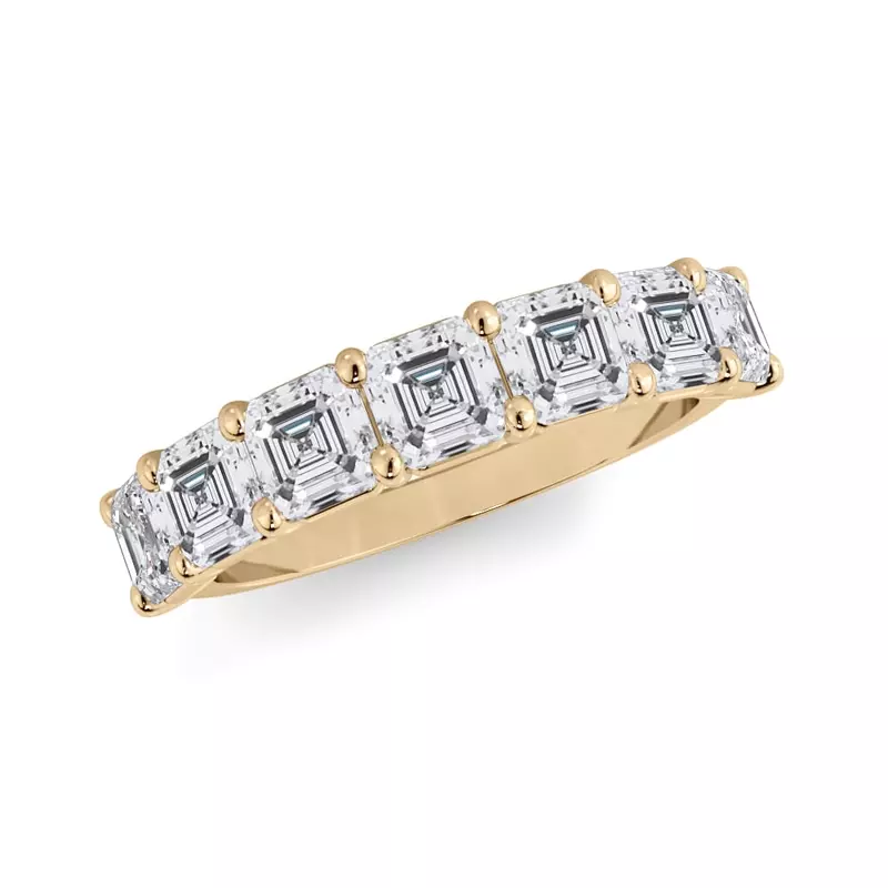18K Yellow Gold Asscher Cut Diamond 7 Stone Ring (2.00 ct. tw.)