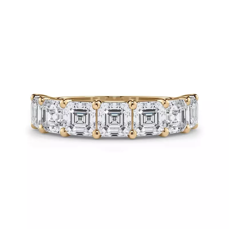14K Yellow Gold Asscher Cut Lab Diamond 7 Stone Ring (3.00 ct. tw.)