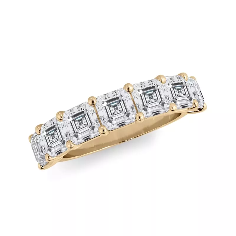 14K Yellow Gold Asscher Cut Lab Diamond 7 Stone Ring (3.00 ct. tw.)