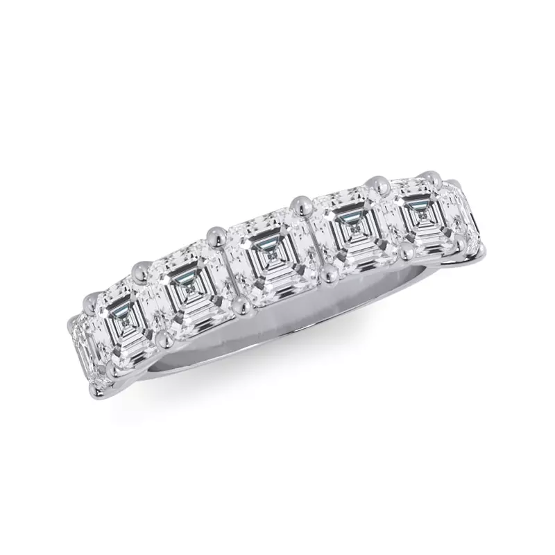 14K White Gold Asscher Cut Diamond 7 Stone Ring (3.00 ct. tw.)