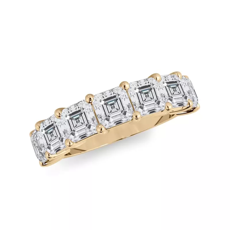 14K Yellow Gold Asscher Cut Lab Diamond 7 Stone Ring (3.50 ct. tw.)