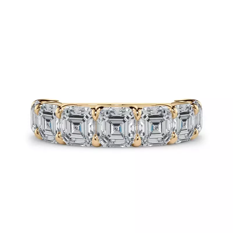 14K Yellow Gold Asscher Cut Lab Diamond 7 Stone Ring (5.00 ct. tw.)