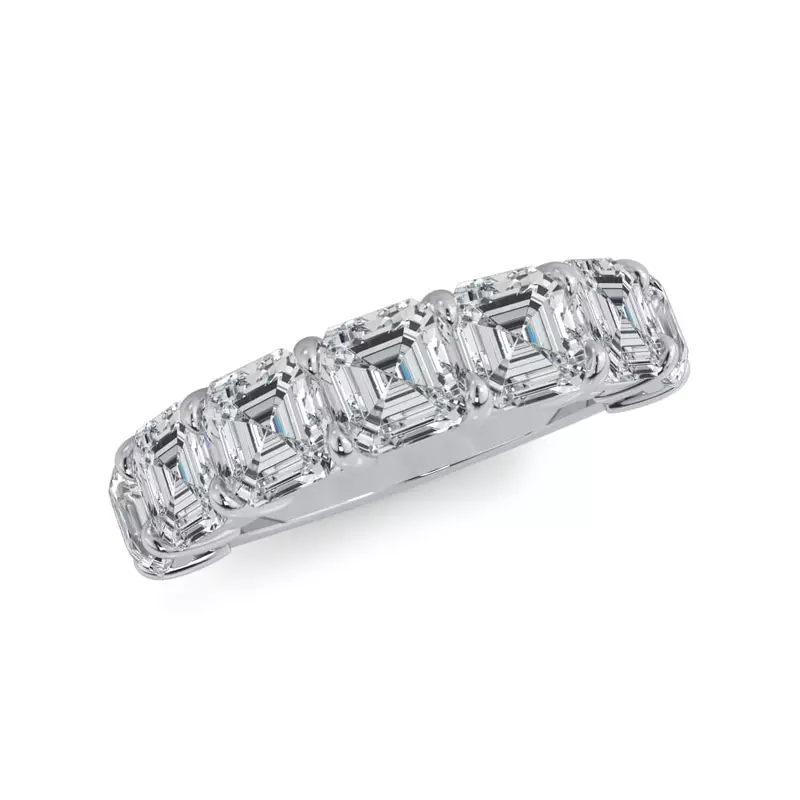 18K White Gold Asscher Cut Lab Diamond 7 Stone Ring (5.00 ct. tw.)
