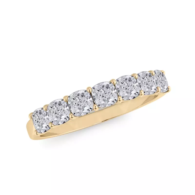 18K Yellow Gold Cushion Cut Lab Diamond 7 Stone Ring (1.00 ct. tw.)
