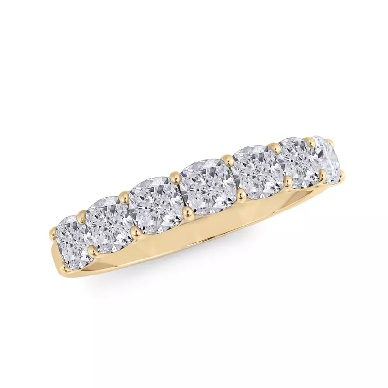 14K Yellow Gold Cushion Cut Lab Diamond 7 Stone Ring (1.50 ct. tw.)