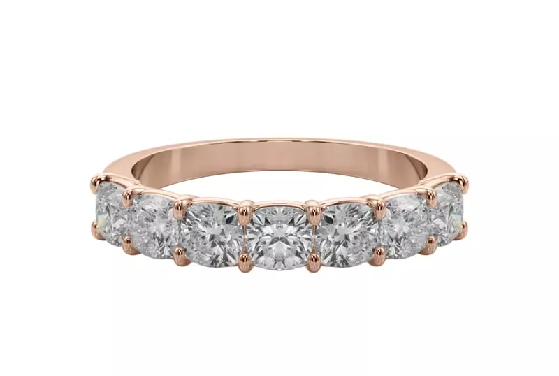 14K Rose Gold Cushion Cut Diamond 7 Stone Ring (1.50 ct. tw.)
