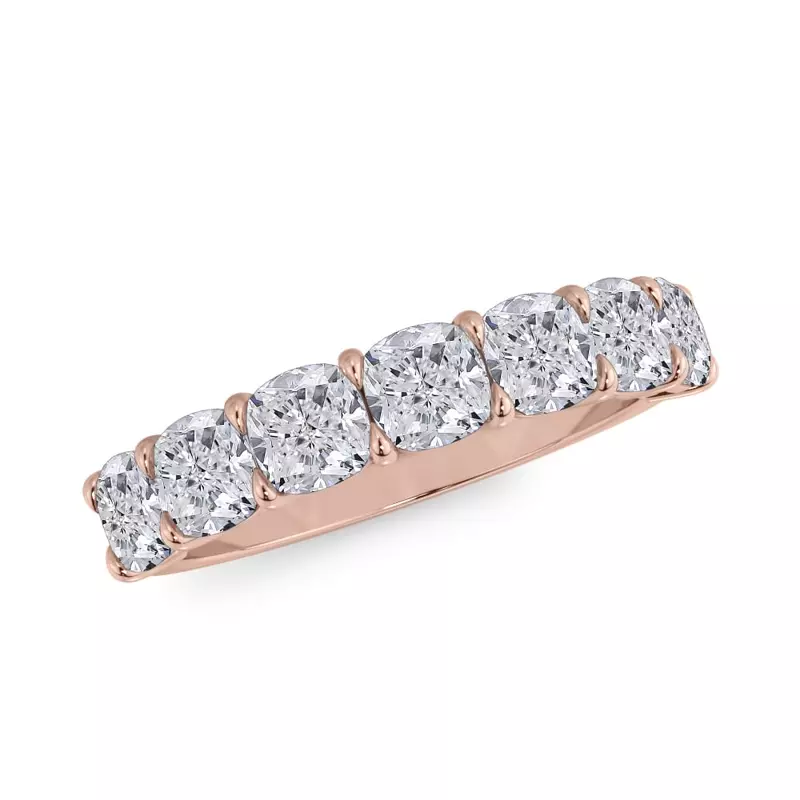 18K Rose Gold Cushion Cut Diamond 7 Stone Ring (2.00 ct. tw.)