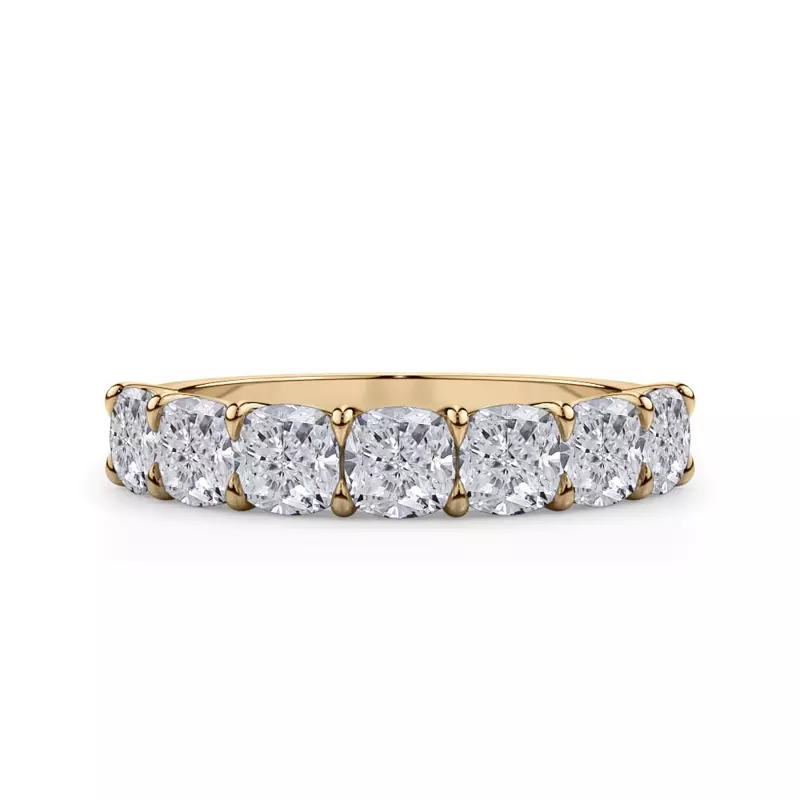 Cushion Cut Diamond 7 Stone Ring 2 00 Ct Tw 18K Yellow Gold