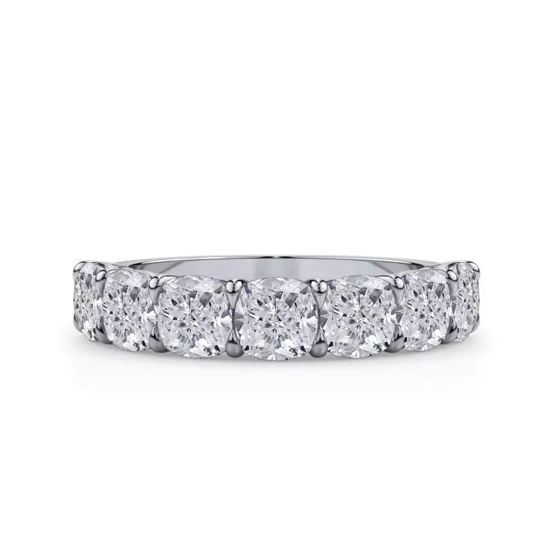 14K White Gold Cushion Cut Lab Diamond 7 Stone Ring (3.00 ct. tw.)