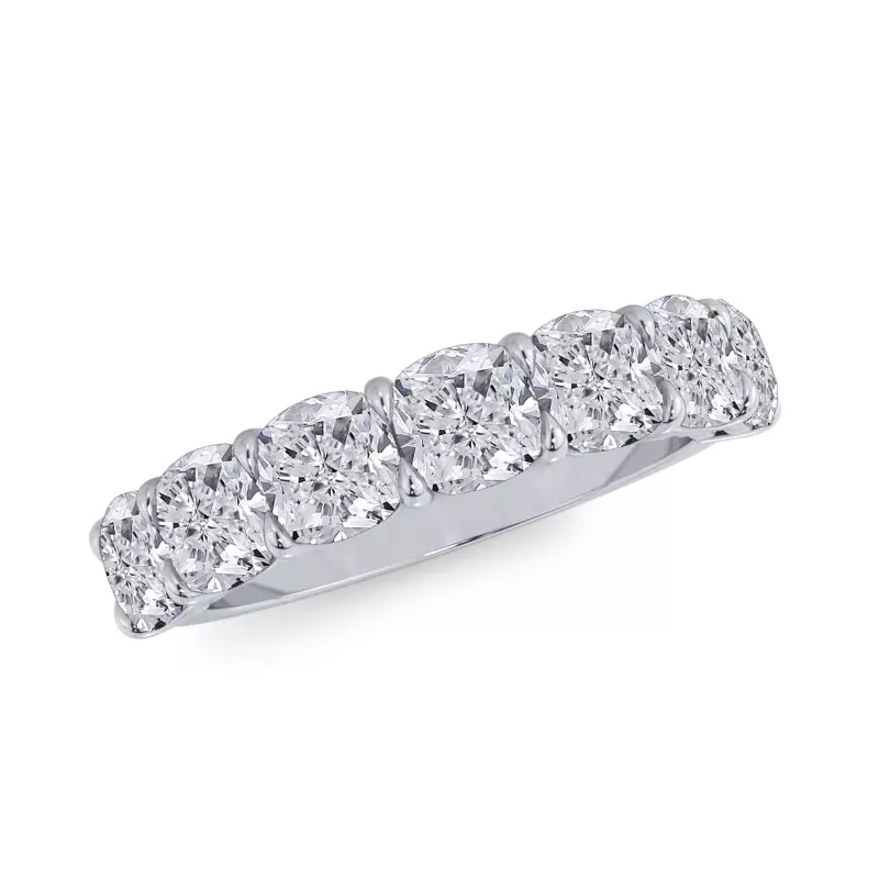 14K White Gold Cushion Cut Lab Diamond 7 Stone Ring (3.00 ct. tw.)