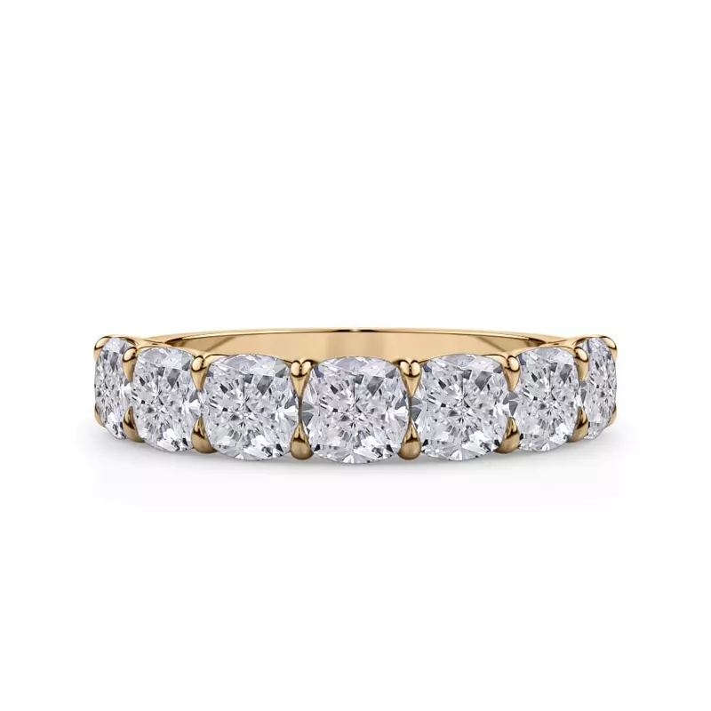 18K Yellow Gold Cushion Cut Lab Diamond 7 Stone Ring (3.00 ct. tw.)