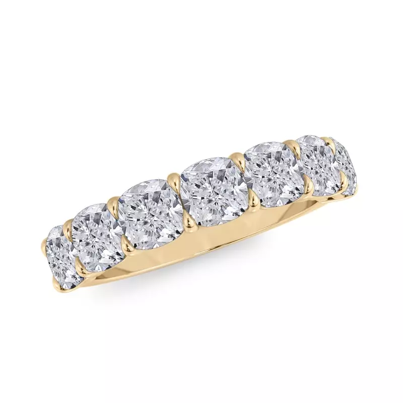 18K Yellow Gold Cushion Cut Lab Diamond 7 Stone Ring (3.00 ct. tw.)