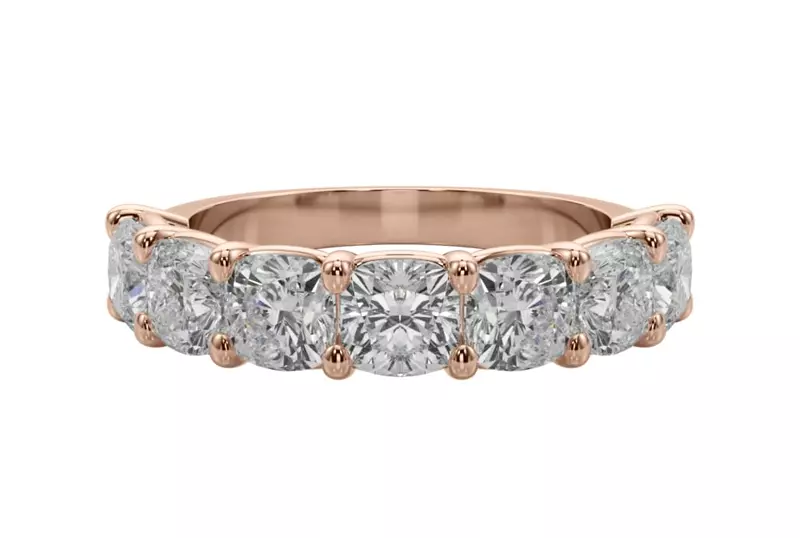 18K Rose Gold Cushion Cut Diamond 7 Stone Ring (3.00 ct. tw.)