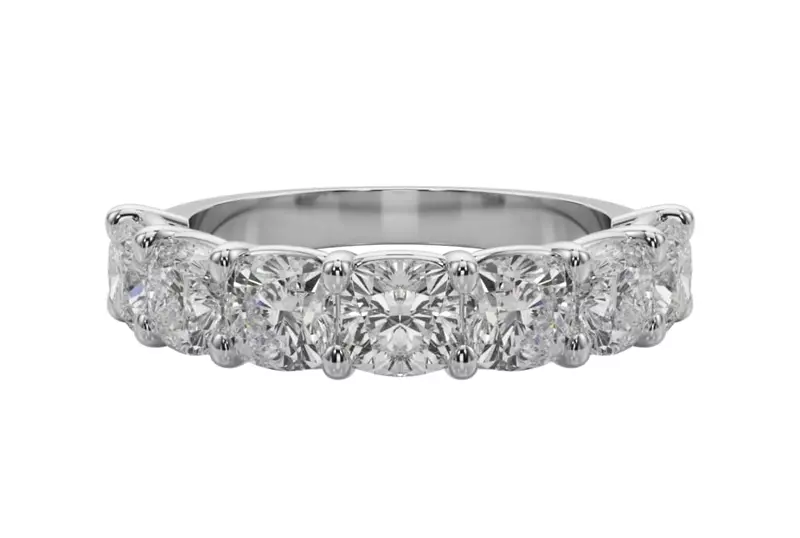 18K White Gold Cushion Cut Diamond 7 Stone Ring (3.00 ct. tw.)