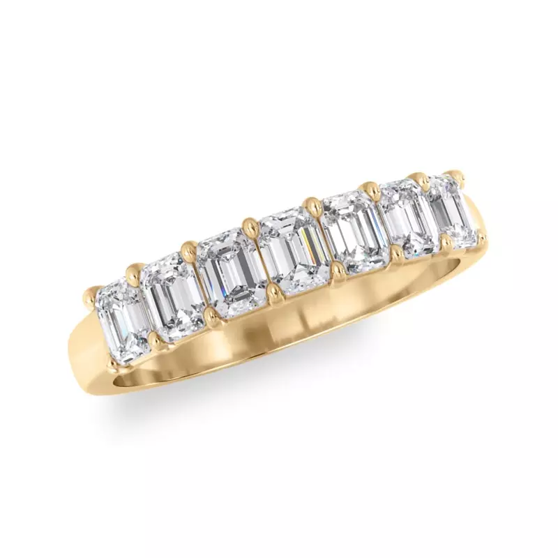 14K Yellow Gold Emerald Cut Lab Diamond 7 Stone Ring (1.00 ct. tw.)