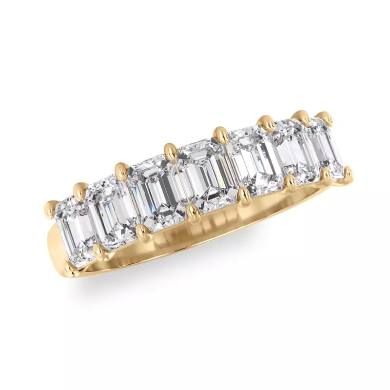 14K Yellow Gold Emerald Cut Lab Diamond 7 Stone Ring (1.50 ct. tw.)