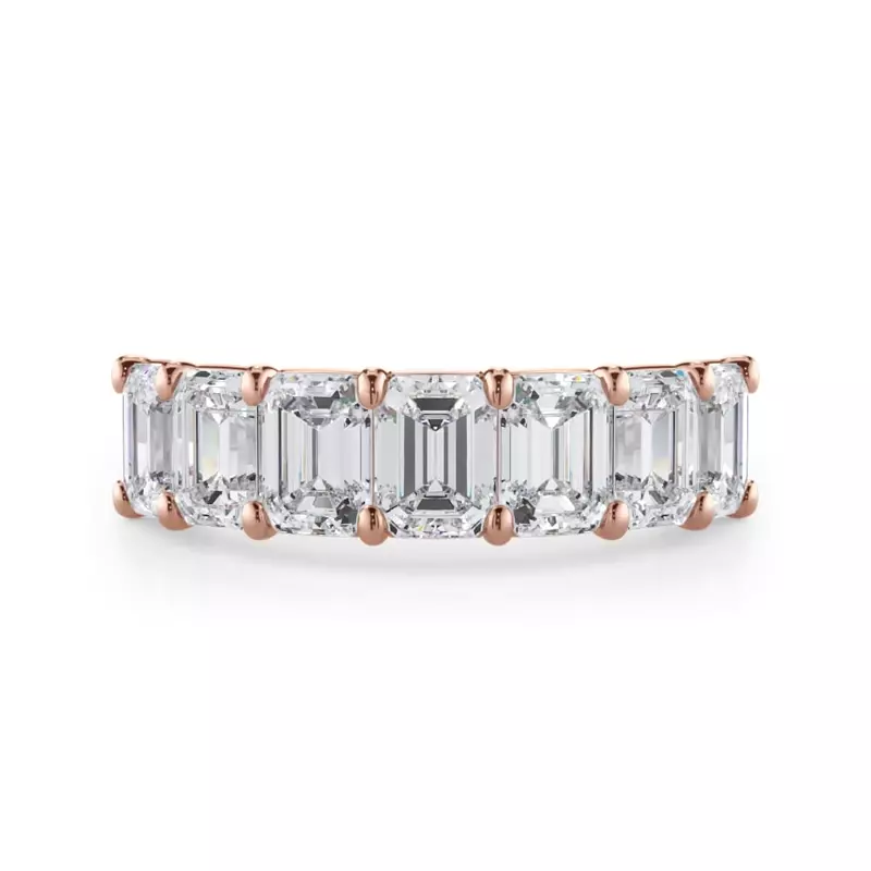 14K Rose Gold Emerald Cut Diamond 7 Stone Ring (3.00 ct. tw.)