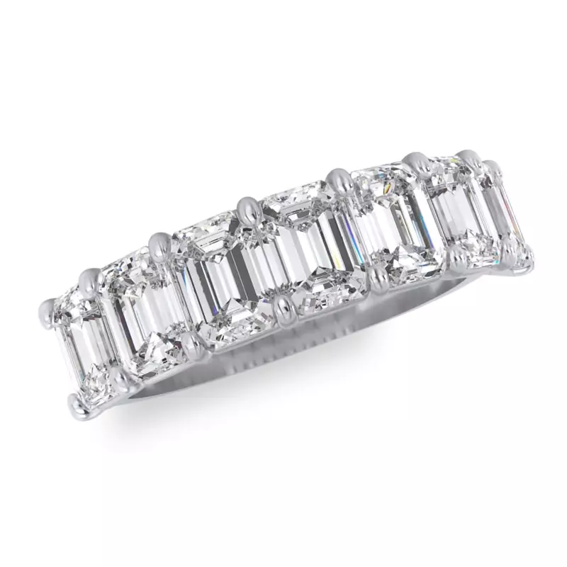 14K White Gold Emerald Cut Diamond 7 Stone Ring (3.00 ct. tw.)