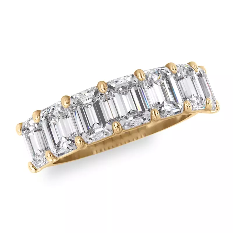 18K Yellow Gold Emerald Cut Diamond 7 Stone Ring (3.00 ct. tw.)