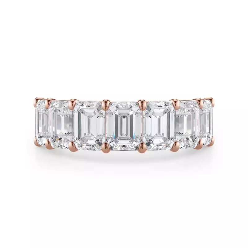 18K Rose Gold Emerald Cut Diamond 7 Stone Ring (3.50 ct. tw.)