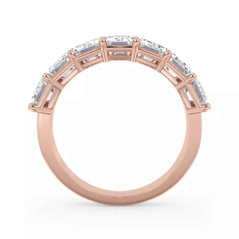 18K Rose Gold Emerald Cut Diamond 7 Stone Ring (3.50 ct. tw.)