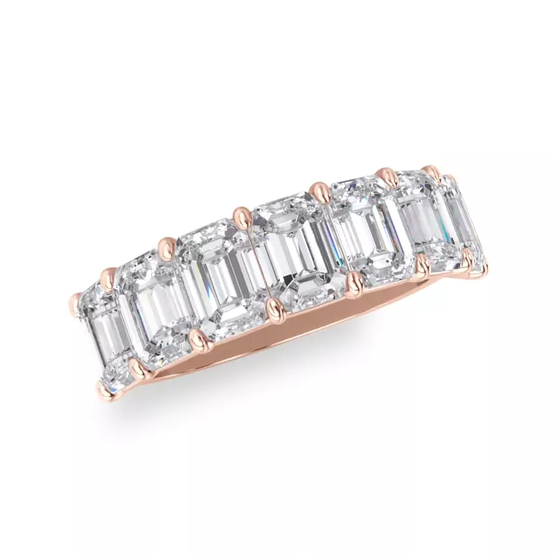 18K Rose Gold Emerald Cut Diamond 7 Stone Ring (3.50 ct. tw.)