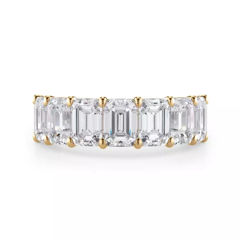 18K Yellow Gold Emerald Cut Diamond 7 Stone Ring (3.50 ct. tw.)
