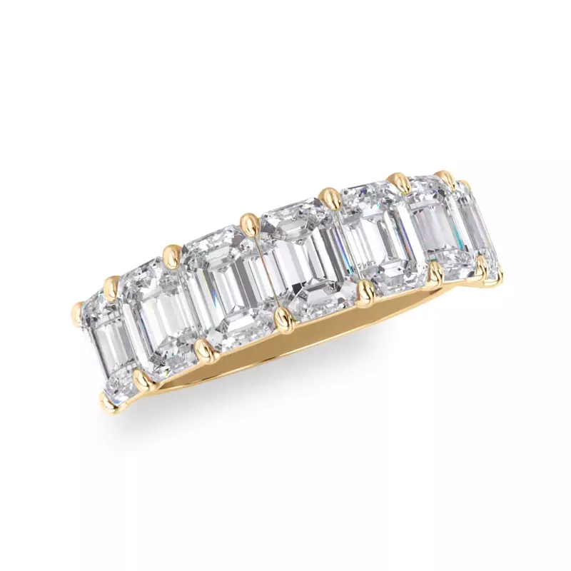18K Yellow Gold Emerald Cut Diamond 7 Stone Ring (3.50 ct. tw.)