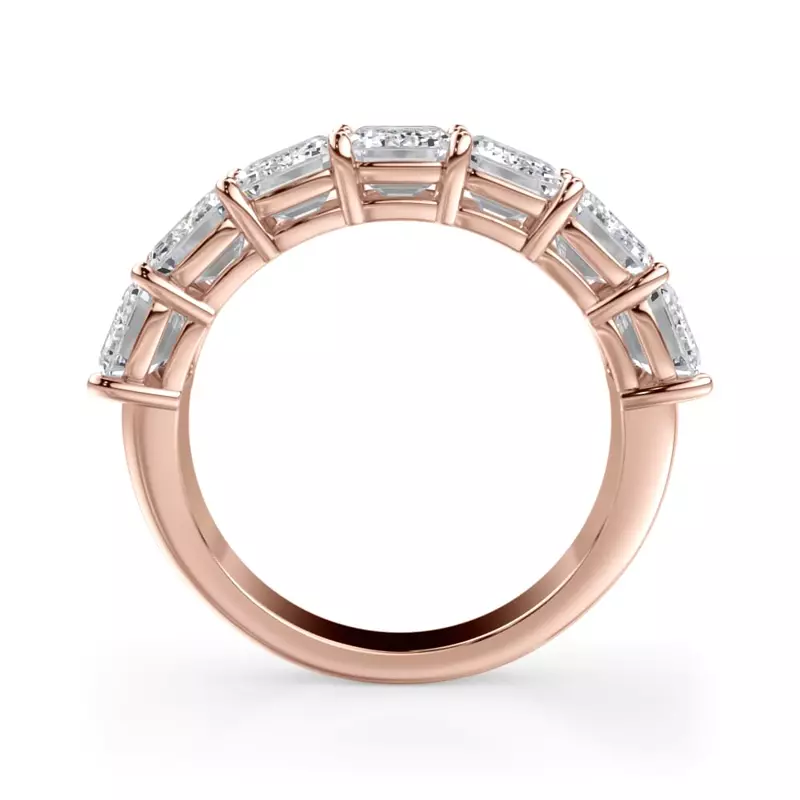 18K Rose Gold Emerald Cut Lab Diamond 7 Stone Ring (5.00 ct. tw.)