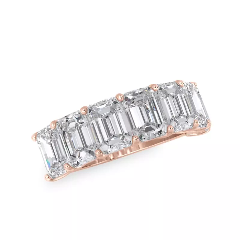 18K Rose Gold Emerald Cut Lab Diamond 7 Stone Ring (5.00 ct. tw.)