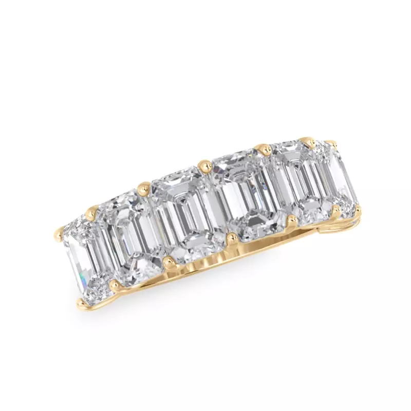 14K Yellow Gold Emerald Cut Diamond 7 Stone Ring (5.00 ct. tw.)