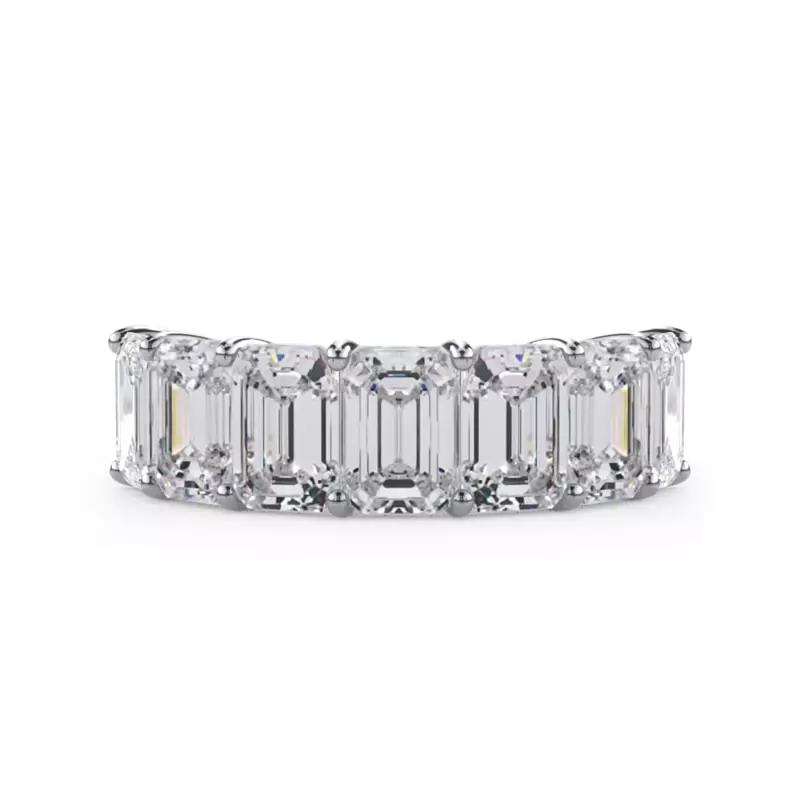 18K White Gold Emerald Cut Diamond 7 Stone Ring (5.00 ct. tw.)